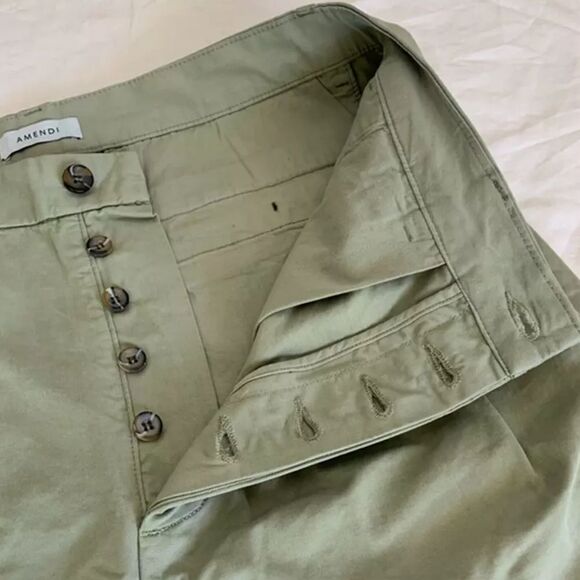 AMENDI Karl Shorts  Button Fly kaki Green NWT - Picture 4 of 5